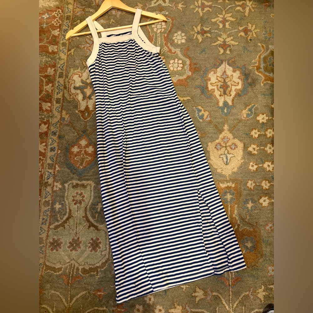 T.La Striped Knit Maxi Tank Dress Anthropologie Navy Cream Stripe Women’s XS - Picture 2 of 8